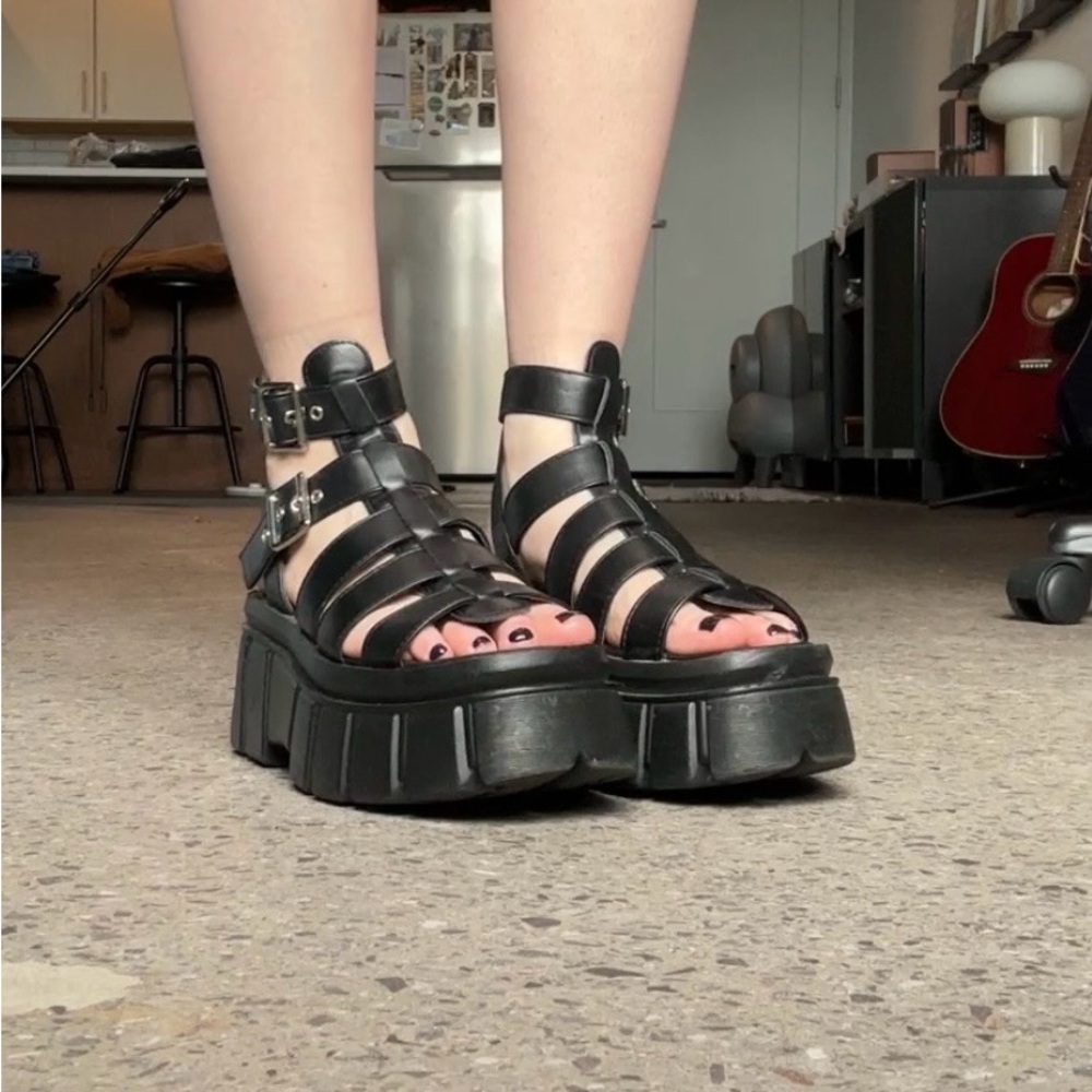 Chunky Black Platform Sandals